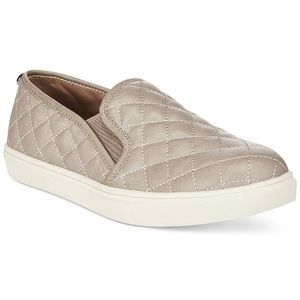 Grey Steve Madden quilted leather slide on sneaker